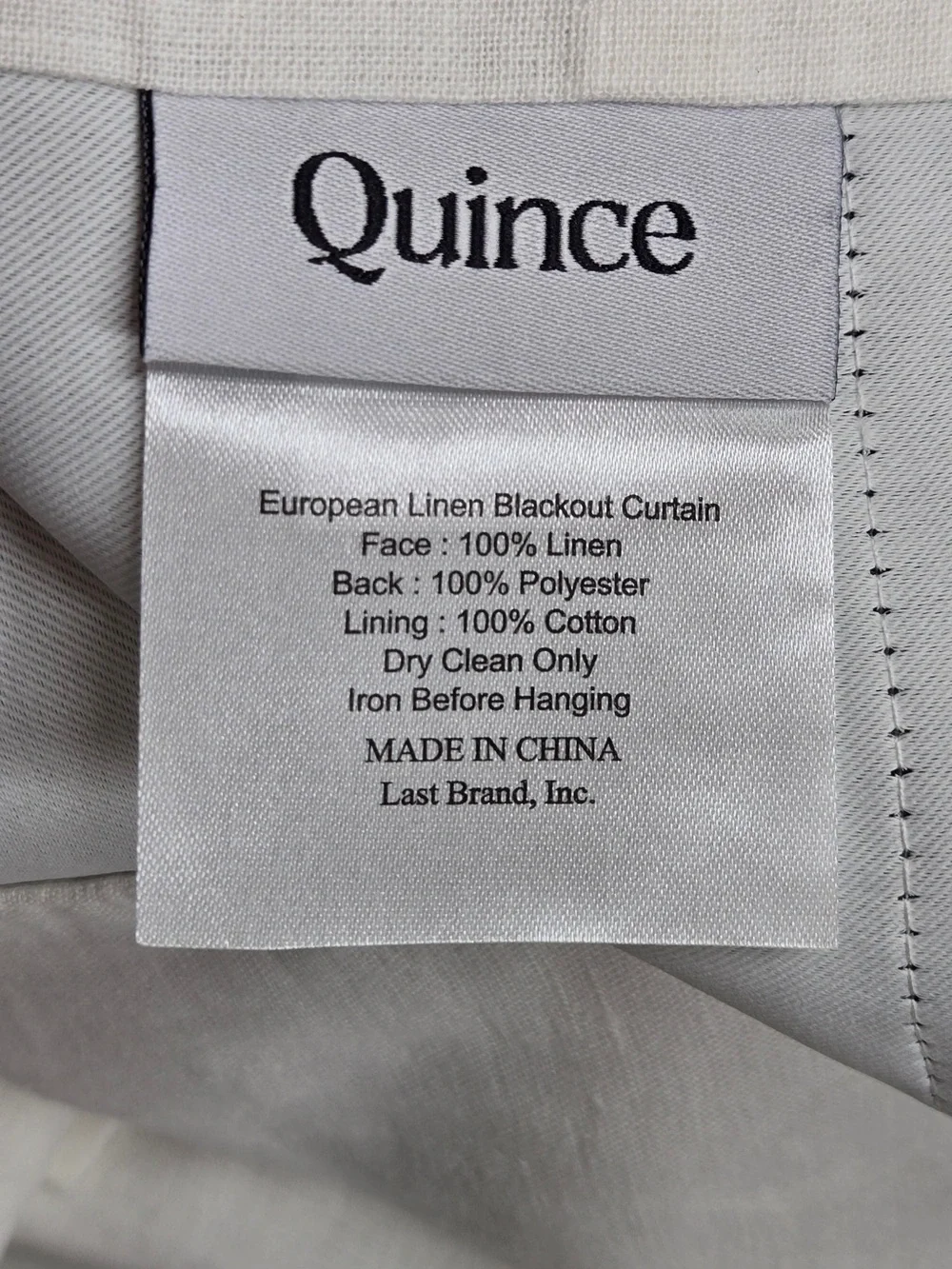 QUINCE Set Of 2 48x96 European Linen True Blackout Curtains White 9629